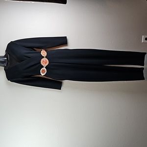 Wear Wrecklessly | Women's Black Pull-On Wrap Front Organic Cotton Jumpsuit Sz M